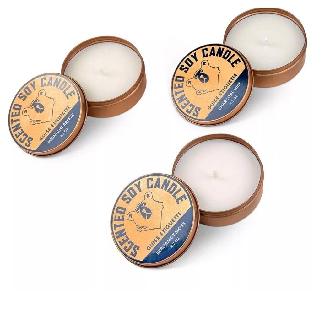 Men's Candle Gift Set GUISE ETIQUETTE -  (3‎ Pack) of Scented 2.2 Oz Soy Blend